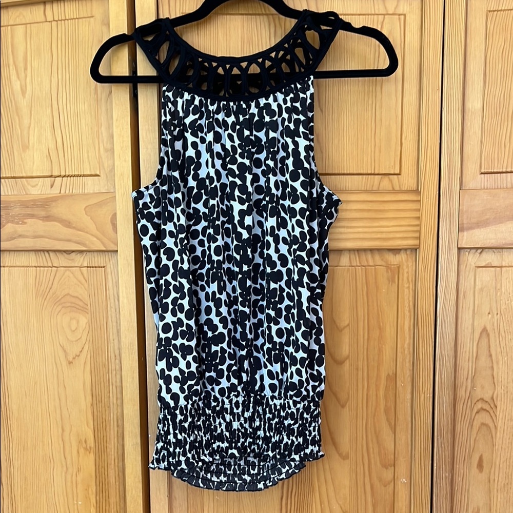 Charlotte Russe Black and White Patterned Tank Top